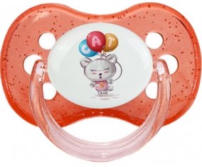 Animaux rigolos Cat design-2 : Rouge à paillette Tétine embout cerise