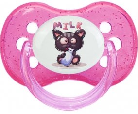 Animaux rigolos Milk : Rose à paillette Tétine embout cerise