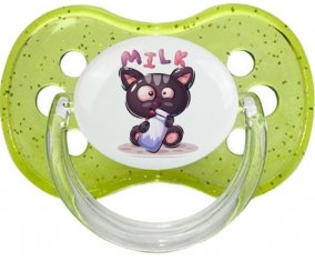 Animaux rigolos Milk : Vert à paillette Tétine embout cerise