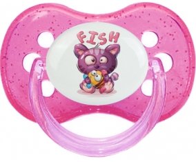 Animaux rigolos Fish : Rose à paillette Tétine embout cerise