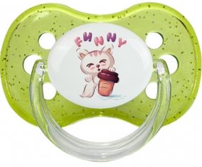 Animaux rigolos Funny : Vert à paillette Tétine embout cerise