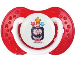 Animaux rigolos Pinguin appareil photo : Blanc-rouge classique Tétine embout Lovi Dynamic