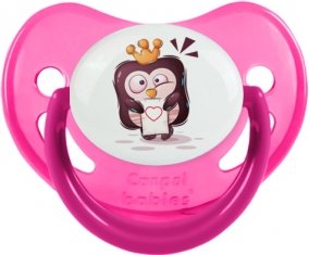 Animaux rigolos Pinguin lettre cœur : Rose phosphorescente Tétine embout physiologique