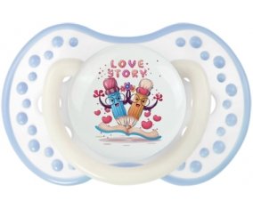Animaux rigolos Love story : Blanc-cyan classique Tétine embout Lovi Dynamic