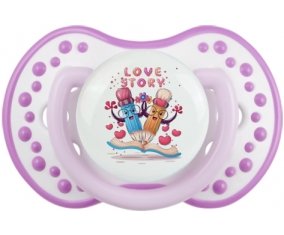 Animaux rigolos Love story : Blanc-mauve classique Tétine embout Lovi Dynamic