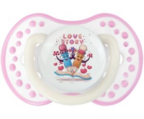 Animaux rigolos Love story : Blanc-rose phosphorescente Tétine embout Lovi Dynamic