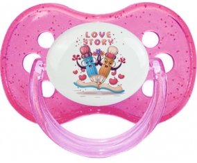 Animaux rigolos Love story : Rose à paillette Tétine embout cerise