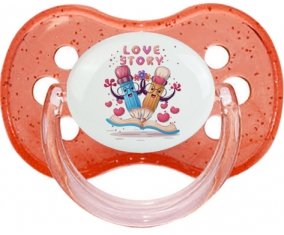 Animaux rigolos Love story : Rouge à paillette Tétine embout cerise