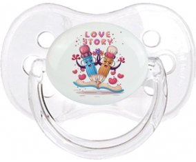 Animaux rigolos Love story : Transparent classique Tétine embout cerise
