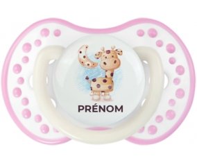 Animaux rigolos Girafe : Blanc-rose phosphorescente Tétine embout Lovi Dynamic