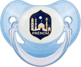 Islam mosqué avec prénom design-2 : Bleue à paillette Tétine embout physiologique