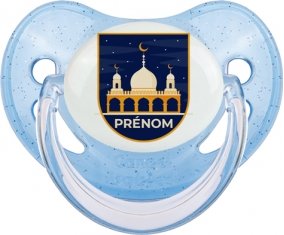 Islam mosqué avec prénom design-3 : Bleue à paillette Tétine embout physiologique