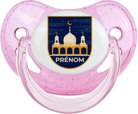 Islam mosqué avec prénom design-3 : Rose à paillette Tétine embout physiologique
