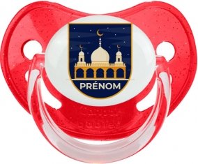 Islam mosqué avec prénom design-3 : Rouge à paillette Tétine embout physiologique