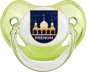 Islam mosqué avec prénom design-3 : Vert à paillette Tétine embout physiologique