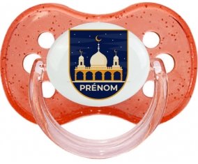 Islam mosqué avec prénom design-3 : Rouge à paillette Tétine embout cerise