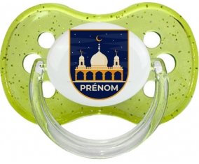 Islam mosqué avec prénom design-3 : Vert à paillette Tétine embout cerise