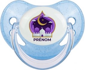 Islam mosqué avec prénom design-4 : Bleue à paillette Tétine embout physiologique
