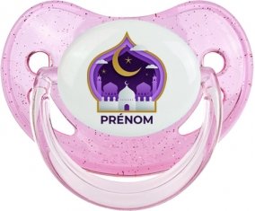 Islam mosqué avec prénom design-4 : Rose à paillette Tétine embout physiologique