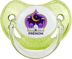 Islam mosqué avec prénom design-4 : Vert à paillette Tétine embout physiologique