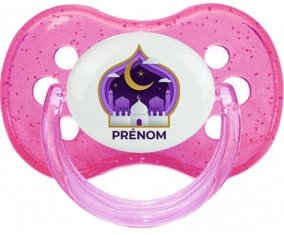 Islam mosqué avec prénom design-4 : Rose à paillette Tétine embout cerise