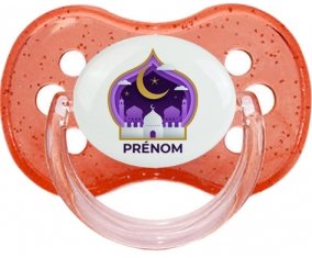 Islam mosqué avec prénom design-4 : Rouge à paillette Tétine embout cerise