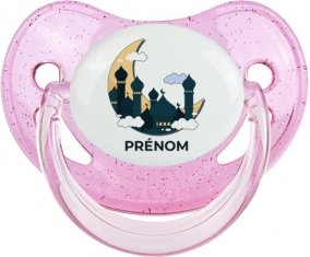 Islam mosqué avec prénom design-5 : Rose à paillette Tétine embout physiologique