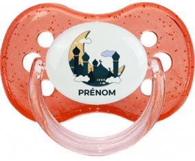 Islam mosqué avec prénom design-5 : Rouge à paillette Tétine embout cerise
