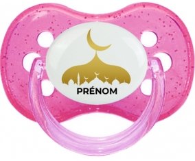 Islam mosqué avec prénom design-6 : Rose à paillette Tétine embout cerise