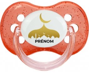 Islam mosqué avec prénom design-6 : Rouge à paillette Tétine embout cerise