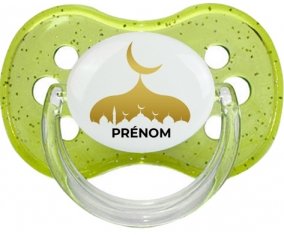 Islam mosqué avec prénom design-6 : Vert à paillette Tétine embout cerise