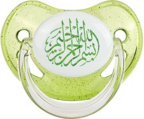 Islam Bism allah alrahman alraheem : Vert à paillette Tétine embout physiologique