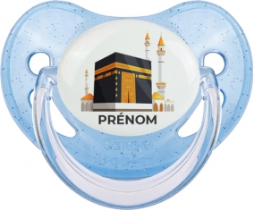 Islam Mecque design-1 avec prénom : Bleue à paillette Tétine embout physiologique