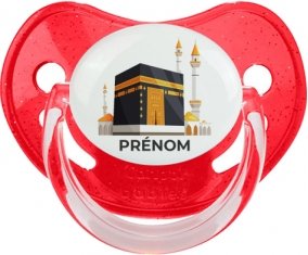 Islam Mecque design-1 avec prénom : Rouge à paillette Tétine embout physiologique