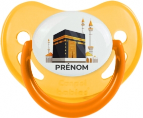 Islam Mecque design-1 avec prénom : Jaune phosphorescente Tétine embout physiologique