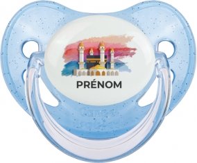 Islam Mecque design-2 avec prénom : Bleue à paillette Tétine embout physiologique