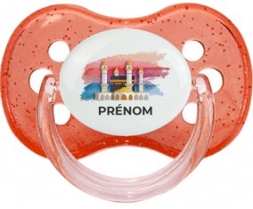 Islam Mecque design-2 avec prénom : Rouge à paillette Tétine embout cerise