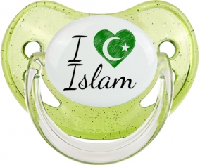 I love islam : Vert à paillette Tétine embout physiologique