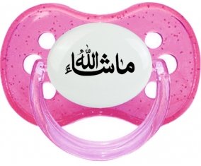 Ma sha allah en arabe : Rose à paillette Tétine embout cerise