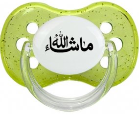 Ma sha allah en arabe : Vert à paillette Tétine embout cerise