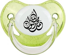 allah mohamed rassoul allah en arabe : Vert à paillette Tétine embout physiologique