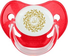 Allah & Mohamed en arabe : Rouge à paillette Tétine embout physiologique