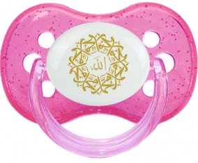Allah & Mohamed en arabe : Rose à paillette Tétine embout cerise