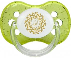 Allah & Mohamed en arabe : Vert à paillette Tétine embout cerise
