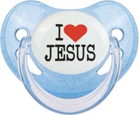 I love Jesus : Bleue à paillette Tétine embout physiologique