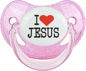 I love Jesus : Rose à paillette Tétine embout physiologique