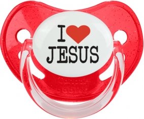 I love Jesus : Rouge à paillette Tétine embout physiologique
