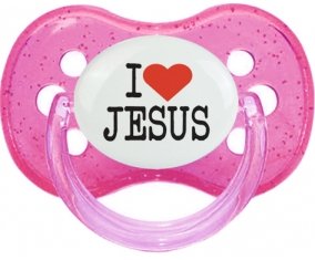 I love Jesus : Rose à paillette Tétine embout cerise