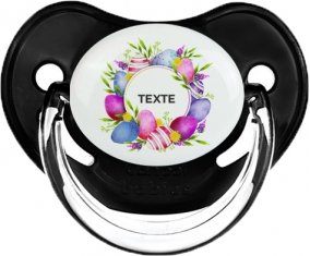 Oeuf de Pâques design-1 avec texte : Noir classique Tétine embout physiologique