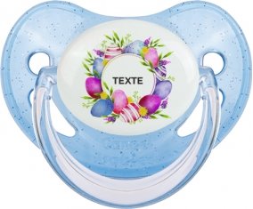 Oeuf de Pâques design-1 avec texte : Bleue à paillette Tétine embout physiologique